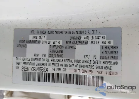 2018 Mazda Mazda3 Grand Touring z USA, uszkodzony, nr VIN 3MZBN1W39JM158804